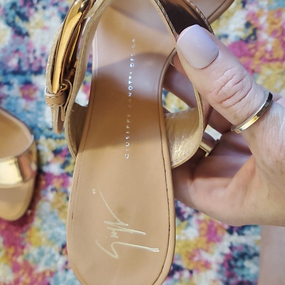Giuseppe Zanotti Rose Gold Slip On Kitten Heel Mules - Picture 6 of 11